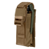 The Condor Single Flashbang Pouch in coyote brown nylon features a quick-release buckle closure and holds a metal tool partially visible on the right side.