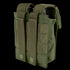 The Condor Double Flashbang Pouch, shown from the rear, features a green durable fabric construction with two secure straps and button closures.
