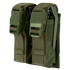 Two Condor Double Flashbang Pouches in Olive Drab with buckle closures, ideal for carrying black and green multi-tools or similar gear.