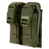 Two Condor Double Flashbang Pouches in Olive Drab with buckle closures, ideal for carrying black and green multi-tools or similar gear.