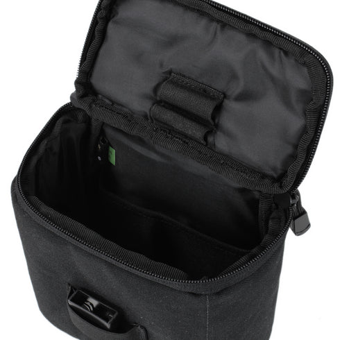 The Condor Binocular Pouch is a black fabric camera bag with a top zipper, featuring an empty padded interior and an inner lid pocket—ideal for protecting your camera or binoculars.