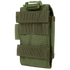 The Condor Tech Sheath Plus | SALE is a green tactical nylon pouch with multiple Velcro straps and a plastic clip, designed for attachment to your gear or belt.