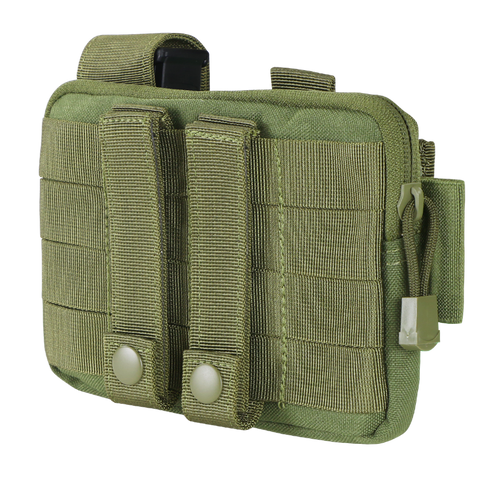 The Condor Annex Admin Pouch - Scorpion OCP features MOLLE straps, snap buttons, a zipper closure, and durable fabric—perfect for EDC or law enforcement use.