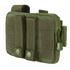 The Condor Annex Admin Pouch is an olive green tactical pouch with MOLLE webbing, back straps, zipper closure, and snap fasteners, designed for easy attachment to gear or backpacks.