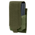 The Condor Single M14 Mag Pouch Gen II in Olive Drab is a tactical pouch with a flap cover, designed to hold a black rectangular magazine.