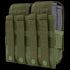 The Condor Double M14 Mag Pouch Gen II, in green, features four vertical straps with snap buttons and holds two black rifle magazines.