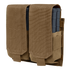 The Condor Double M14 Mag Pouch Gen II in Coyote Brown securely holds two magazines with adjustable Velcro closure and durable fabric, and is MOLLE compatible for versatile attachment.