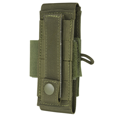 The Condor Universal TQ Pouch in Scorpion OCP features a snap-button flap and webbing for easy attachment to belts or backpacks—ideal for military use or bushcraft outings.