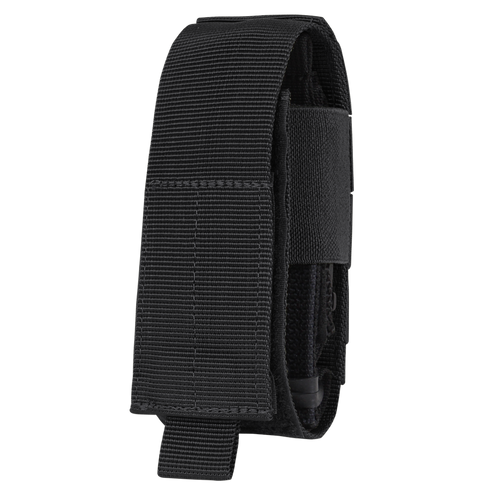 The Condor Universal TQ Pouch in black features a flap cover with hook-and-loop closure, is MOLLE compatible for easy attachment, and offers quick access to your tourniquet or small tools.
