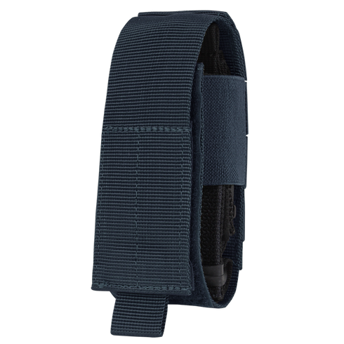 The Condor Universal TQ Pouch in navy nylon features a Velcro closure for tourniquet or small tool storage and is shown upright against a white background.