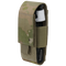 The Condor Universal TQ Pouch in Scorpion OCP features a hook-and-loop flap and elastic strap to securely hold a black tourniquet, all in a camouflage-patterned design.
