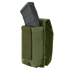 A Condor Universal Rifle Mag Pouch in green designed to hold a black rifle magazine.