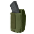 A Condor Universal Rifle Mag Pouch in green designed to hold a black rifle magazine.