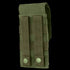 The Condor Universal Rifle Mag Pouch is a green tactical pouch featuring two vertical straps and snap buttons on the back for secure attachment to MOLLE-compatible gear.