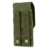 The Condor Universal Rifle Mag Pouch is a green tactical pouch featuring two vertical straps and snap buttons on the back for secure attachment to MOLLE-compatible gear.