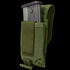 The Condor Universal Rifle Mag Pouch is a green tactical pouch with a Velcro-secured flap, designed to hold a metal magazine.