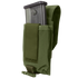 The Condor Universal Rifle Mag Pouch is a green tactical pouch with a Velcro-secured flap, designed to hold a metal magazine.
