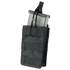 The Condor Single G36 Open-Top Mag Pouch holds a transparent rifle magazine, secured with a retention strap—ideal for tactical or law enforcement use.