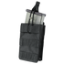 The Condor Single G36 Open-Top Mag Pouch holds a transparent rifle magazine, secured with a retention strap—ideal for tactical or law enforcement use.