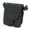 The Condor Micro Dump Pouch in black is compact, designed for tactical use, and features a flap cover, drawstring side closures, and a hook-and-loop front fastener for secure storage.