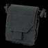 The Condor Micro Dump Pouch in black is compact, designed for tactical use, and features a flap cover, drawstring side closures, and a hook-and-loop front fastener for secure storage.