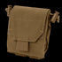 The Condor Micro Dump Pouch in Coyote Brown features a flap closure, hook-and-loop strap, and drawstring cords on each side—perfect for compact storage for tactical operators.