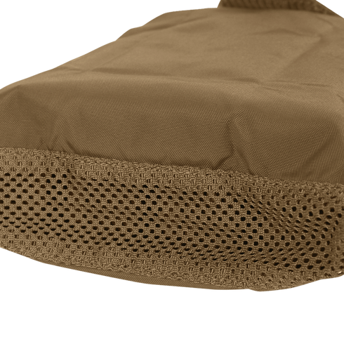 Close-up of the Condor Micro Dump Pouch in brown featuring a mesh bottom panel, ideal for tactical operators needing compact storage.