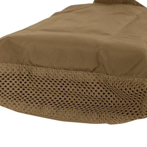 Close-up of the Condor Micro Dump Pouch in brown featuring a mesh bottom panel, ideal for tactical operators needing compact storage.