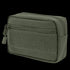 The Condor Compact Utility Pouch is an olive green rectangular zippered pouch with a front pocket and Velcro panel, crafted from durable fabric—perfect for military use or carrying essentials at the range.