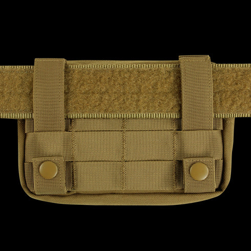 The Condor Compact Utility Pouch in MultiCam Black features button closures and straps for belt or MOLLE attachment—perfect for military or first responder use.