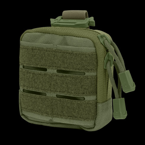 The Condor Dip Pouch is a compact, rectangular pouch in Olive Drab with zipper closure, MOLLE webbing, and a top strap for easy attachment.