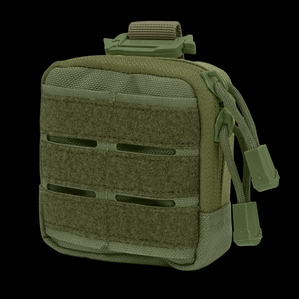 The Condor Dip Pouch is a compact, rectangular pouch in Olive Drab with zipper closure, MOLLE webbing, and a top strap for easy attachment.