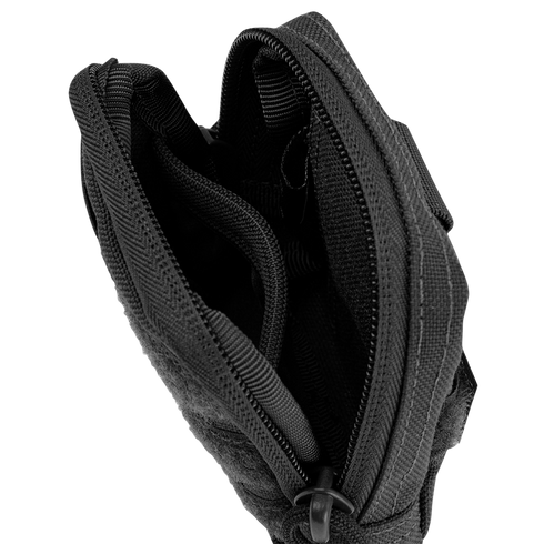 A close-up view of the Condor Dip Pouch in black, unzipped to reveal its multiple internal compartments.