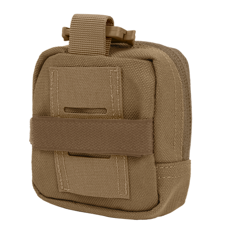 The Condor Dip Pouch is a compact, tan tactical pouch crafted from durable fabric, featuring a front strap and top loop for easy attachment—ideal for law enforcement or first responders—shown against a white background.