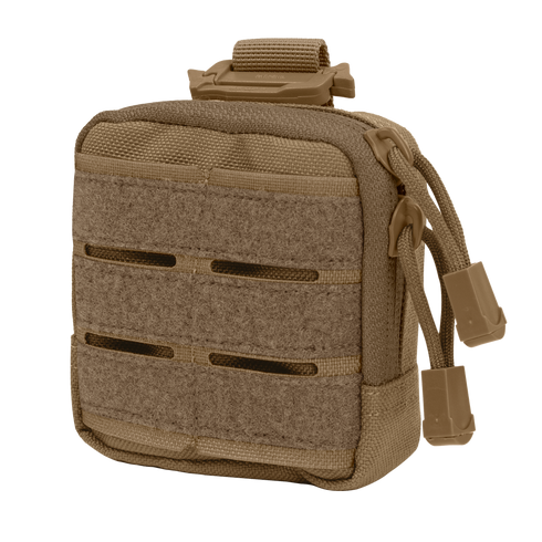 The Condor Dip Pouch is a compact tan tactical pouch with zippered closure, nylon straps, and a front hook-and-loop panel for modular attachment—perfect for military or law enforcement use.