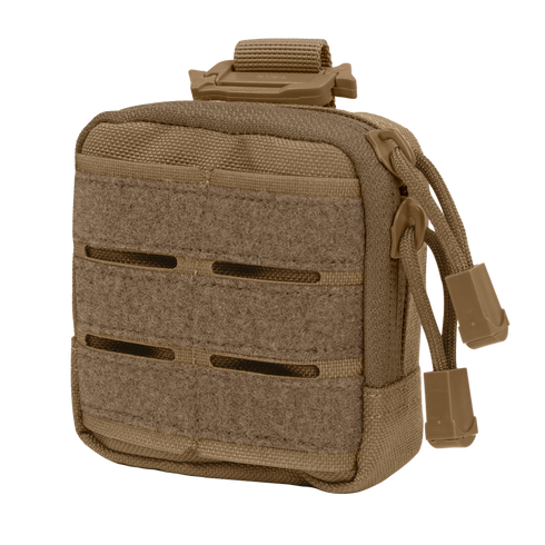 The Condor Dip Pouch is a compact tan tactical pouch with zippered closure, nylon straps, and a front hook-and-loop panel for modular attachment—perfect for military or law enforcement use.