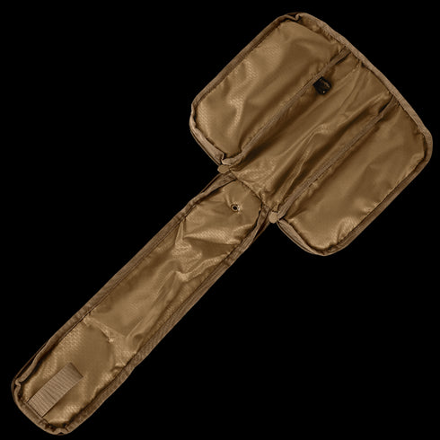 The Condor Field Pouch is a brown, rectangular fabric case with two flaps, Velcro closures, and an empty interior—perfect for organizing shooting range or law enforcement gear.