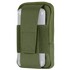 The Condor Phone Pouch in Olive Drab features a velcro flap and securely holds a white device, such as a cell phone or small electronic gadget.