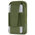 The Condor Phone Pouch in Olive Drab features a velcro flap and securely holds a white device, such as a cell phone or small electronic gadget.