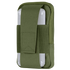 The Condor Phone Pouch in Olive Drab features a velcro flap and securely holds a white device, such as a cell phone or small electronic gadget.