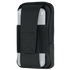 The Condor Phone Pouch is a black fabric holster with a flap cover that securely holds a smartphone in a clear case.
