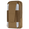 A tan Condor Phone Pouch holds a white rectangular hard case, secured by wide fabric straps.