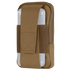 A tan Condor Phone Pouch holds a white rectangular hard case, secured by wide fabric straps.