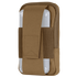 A tan Condor Phone Pouch holds a white rectangular hard case, secured by wide fabric straps.