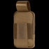 The Condor Phone Pouch is a brown tactical case with a flap closure, Velcro straps, and durable fabric, designed to securely carry your phone or small accessories.