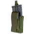 The Condor Single Kangaroo Mag Pouch Gen II in Olive Drab holds a black rifle magazine and features a secure flap with strap closure.
