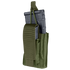 The Condor Single Kangaroo Mag Pouch Gen II in Olive Drab holds a black rifle magazine and features a secure flap with strap closure.