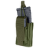 The Condor Single Kangaroo Mag Pouch Gen II in Olive Drab holds a black rifle magazine and features a secure flap with strap closure.