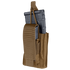 The Condor Single Kangaroo Mag Pouch Gen II, in tan, holds a black rifle magazine and features a strap and flap closure, shown on a white background.