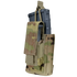 The Condor Single Kangaroo Mag Pouch Gen II in Scorpion OCP securely holds a black rifle magazine with a strap, featuring a camouflage design.